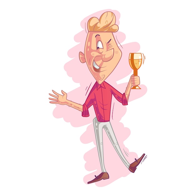 Illustration of cartoon man with beer glass