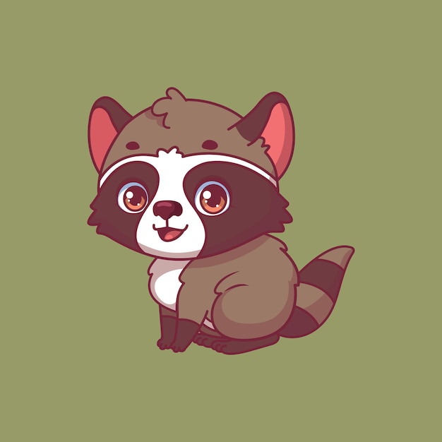 Illustration of a cartoon raccoon on colorful background