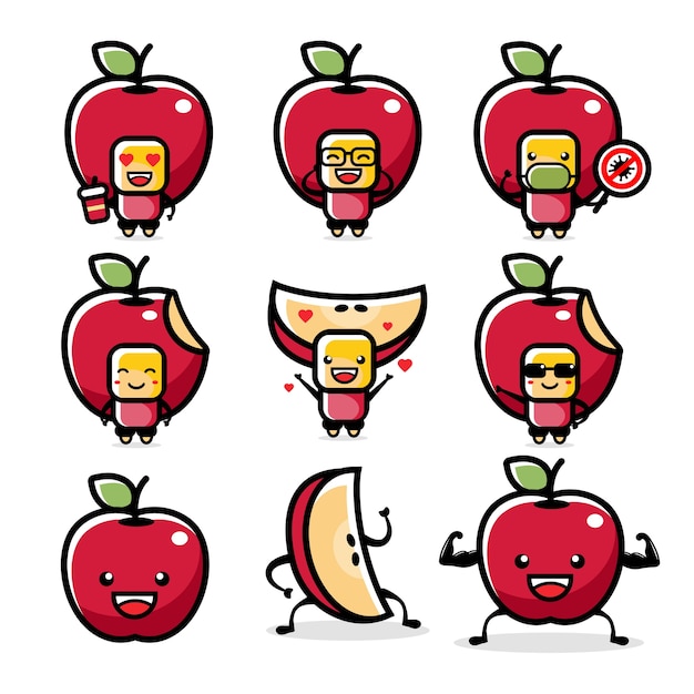 Illustration  of cartoon red apple