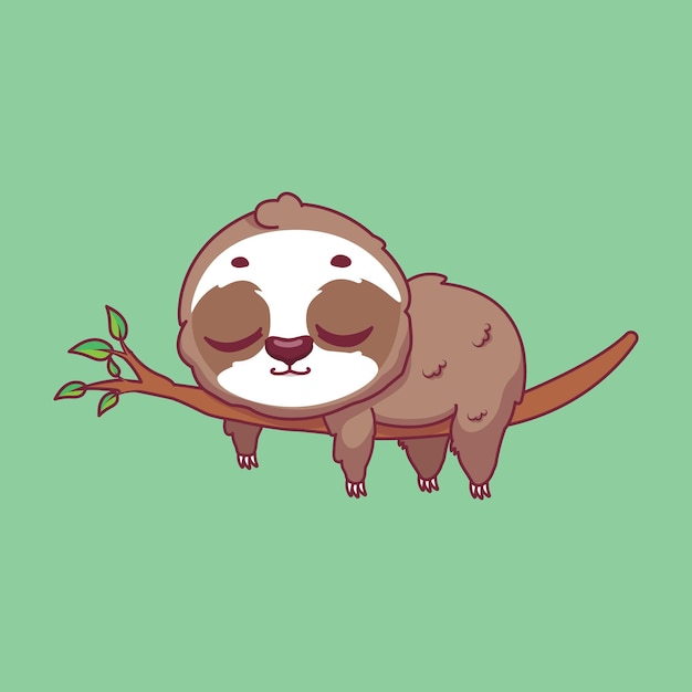 Illustration of a cartoon sloth on colorful background