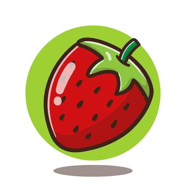 illustration of cartoon strawberry fruit vector good for sticker, education.