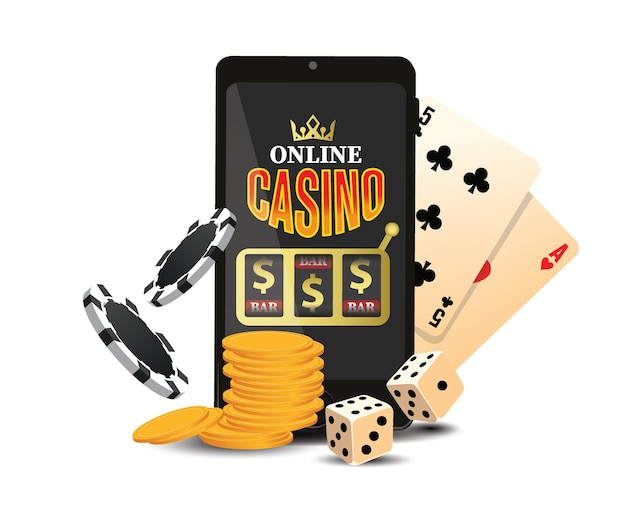 Illustration of casino games concept with smartphone