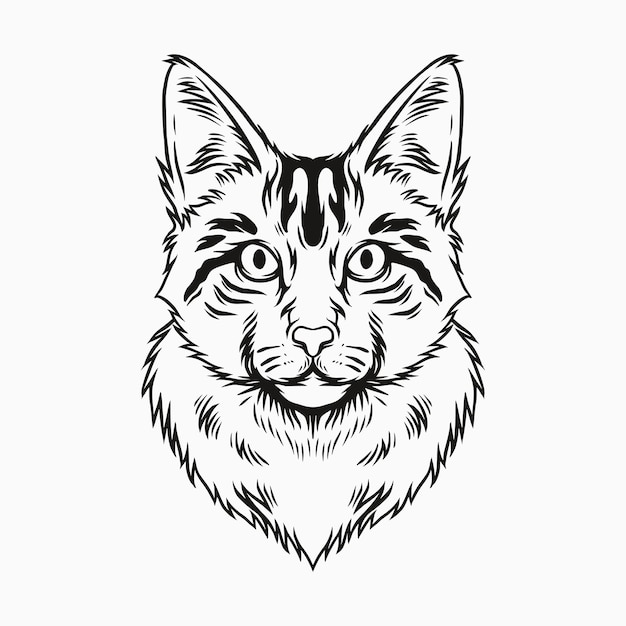 Illustration of a cat in line art style