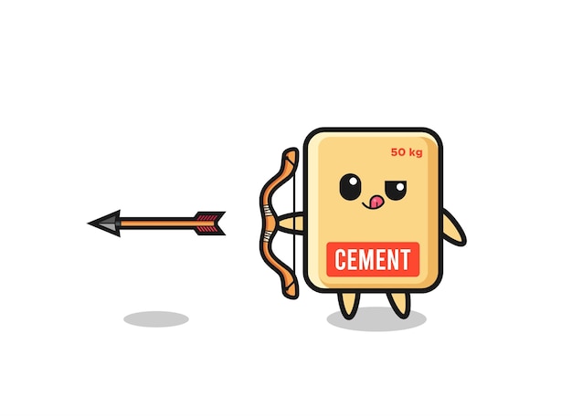 Illustration of cement sack character doing archery