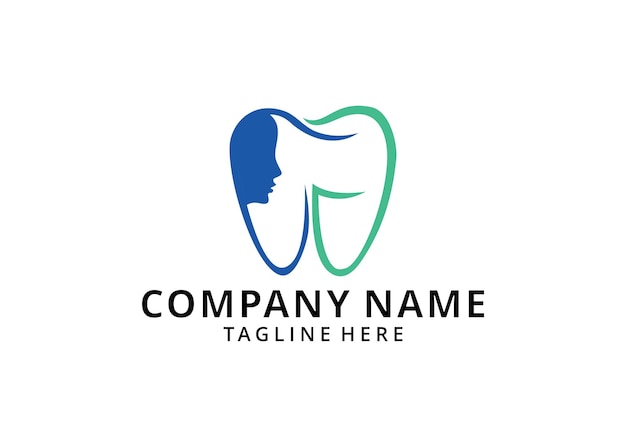 Illustration CG Dental Logo and silhouette of beauty woman face, facial oral surgery