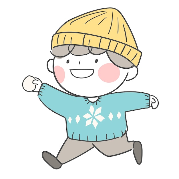 An illustration of a character in a beanie hat and a winter sweater.