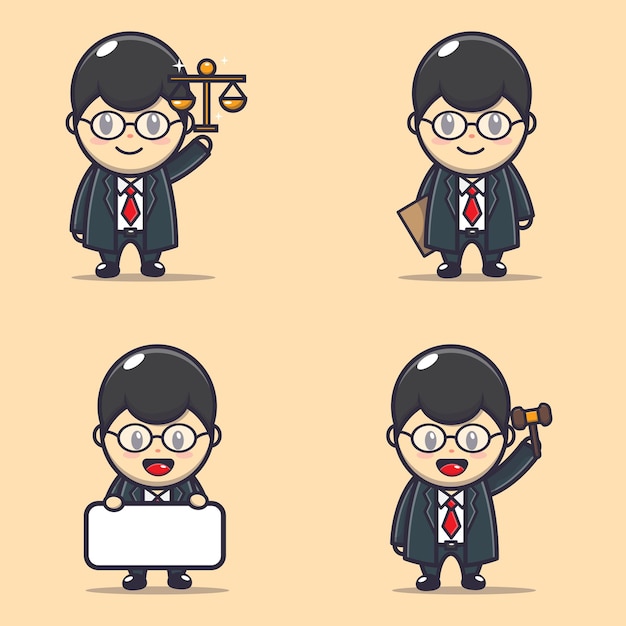 Illustration   character of cute attorney set