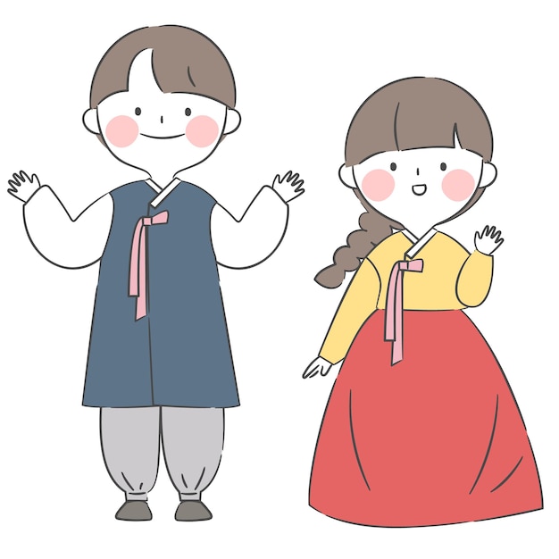 An illustration of a character in a hanbok