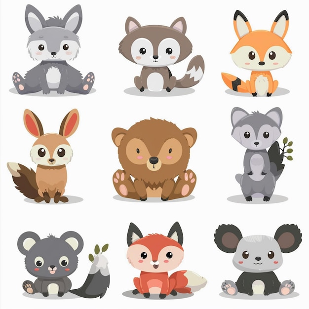 illustration character vector cute animal cartoon happy set design baby graphic funny is