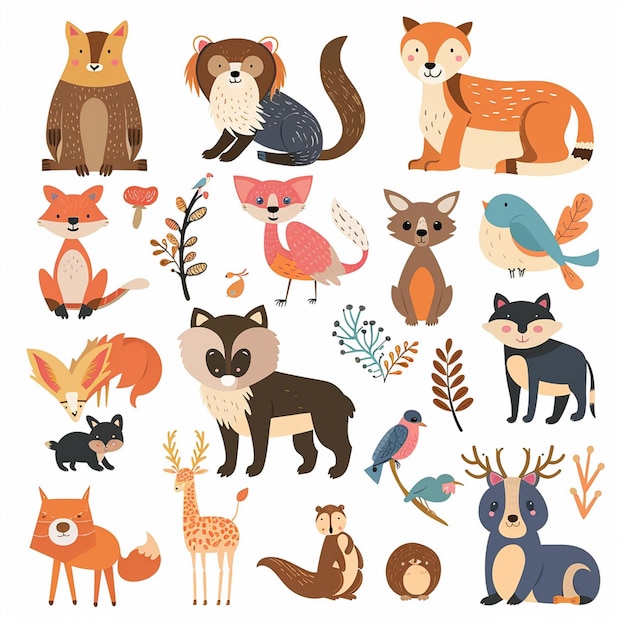 Vector illustration character vector cute animal cartoon happy set design baby graphic funny is