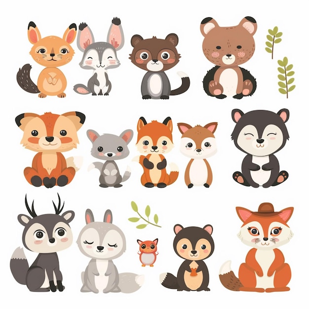 illustration character vector cute animal cartoon happy set design baby graphic funny is