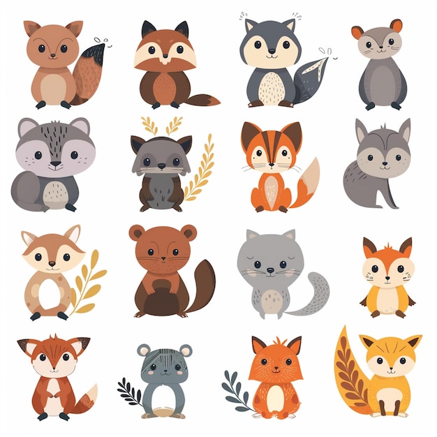 illustration character vector cute animal cartoon happy set design baby graphic funny is