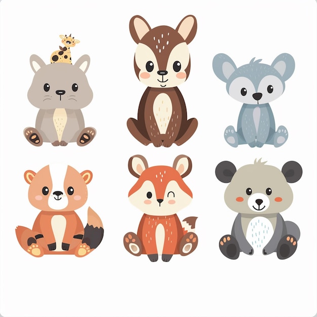 illustration character vector cute animal cartoon happy set design baby graphic funny is