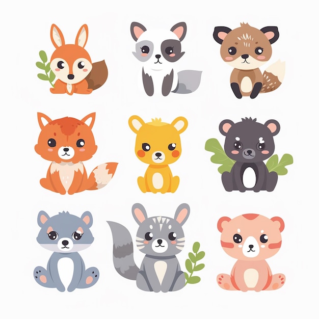 illustration character vector cute animal cartoon happy set design baby graphic funny is