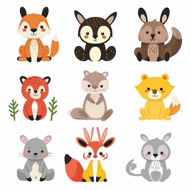 illustration character vector cute animal cartoon happy set design baby graphic funny is