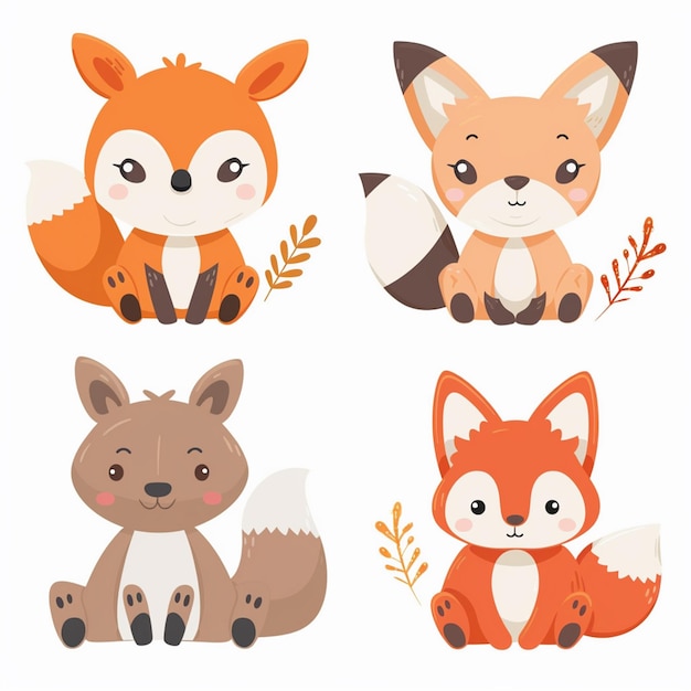 illustration character vector cute animal cartoon happy set design baby graphic funny is