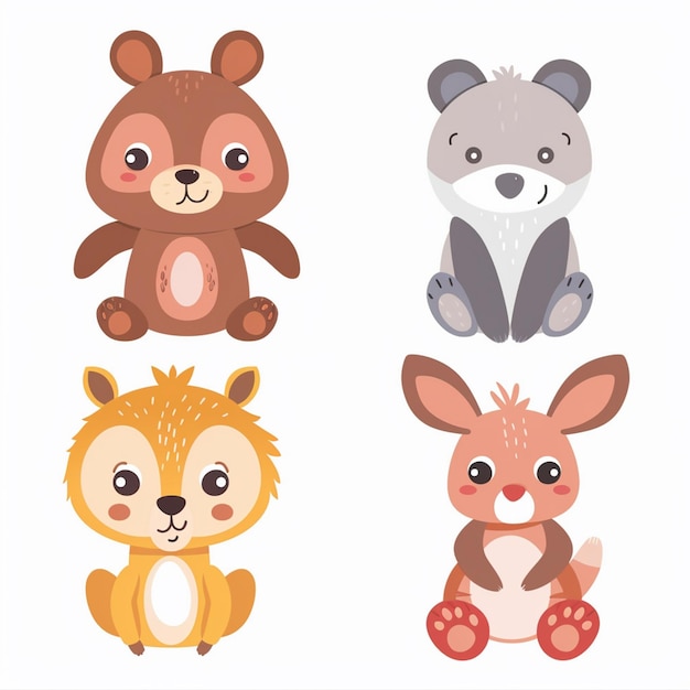 Vector illustration character vector cute animal cartoon happy set design baby graphic funny is