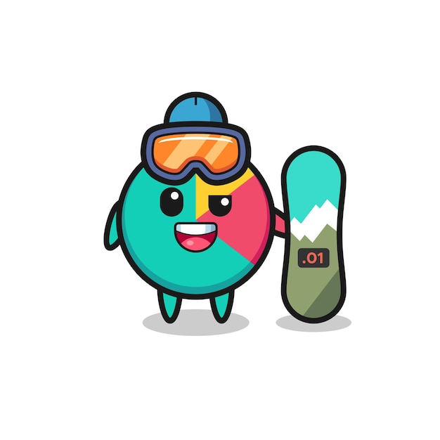 Illustration of chart character with snowboarding style