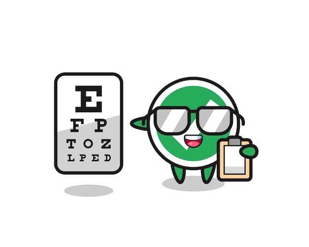 Illustration of check mark mascot as an ophthalmology  cute design