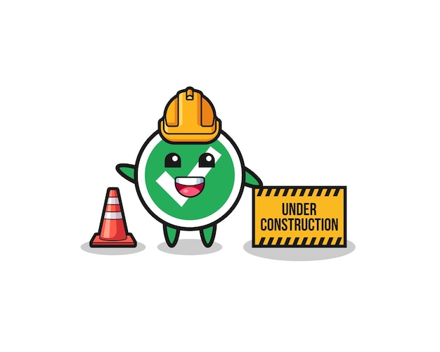 illustration of check mark with under construction banner
