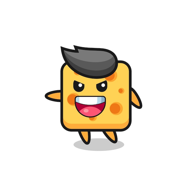 Illustration of cheese character with snowboarding style