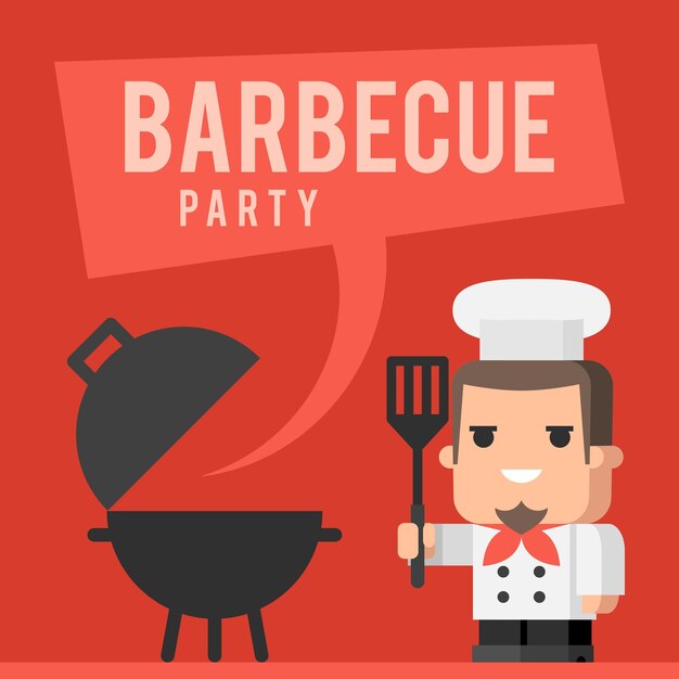 Illustration, chef and barbecue grill concept, format EPS 10