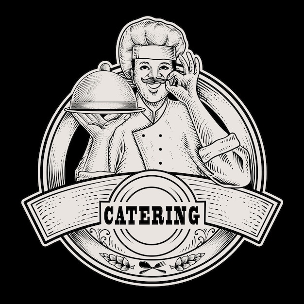 Vector illustration chef catering vintage logo