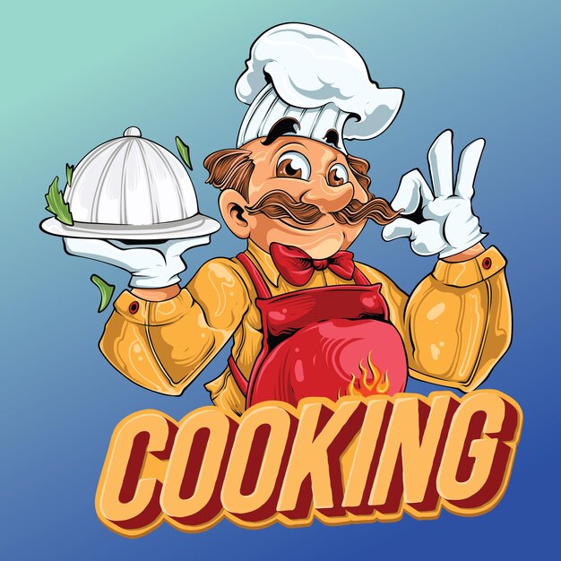 illustration of a chef who is cooking