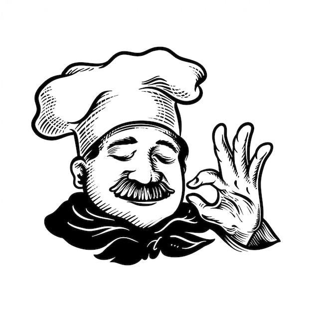 illustration of chef with okay delicious hand sign