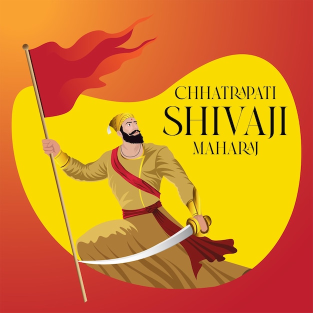 Illustration of chhatrapati shivaji maharaj jayanti with hindi chhatrapati shivaji calligraphy