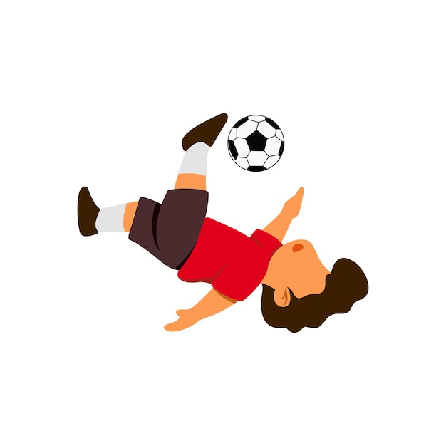 Vector illustration of a child doing a bicycle kick or overhead kick