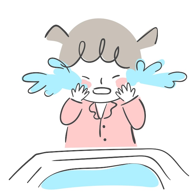 Illustration of a child washing her face