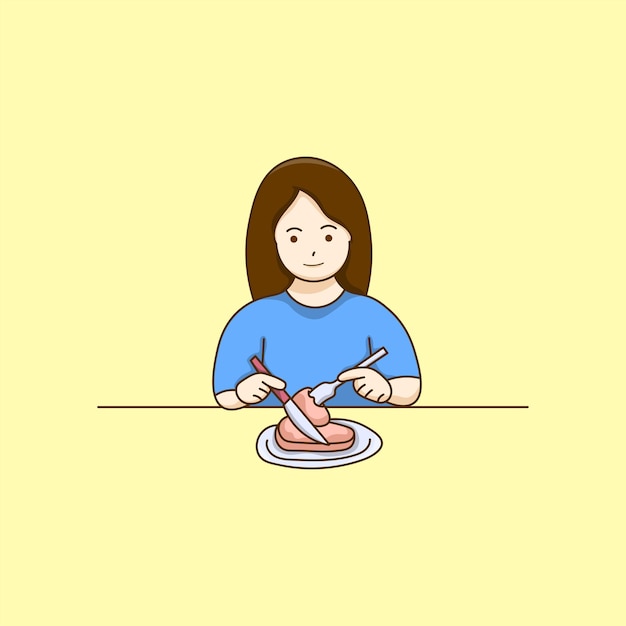 Illustration of Children Eating Meat Children Illustration