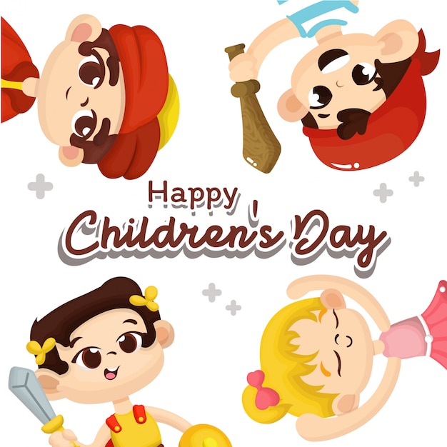 Illustration of Children's Day with Happy Children Character