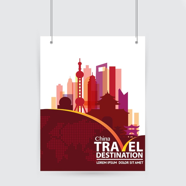 Illustration china travel destination concept 