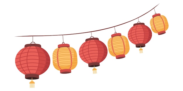 Vector illustration of a chinese paper lantern isolated on a white background