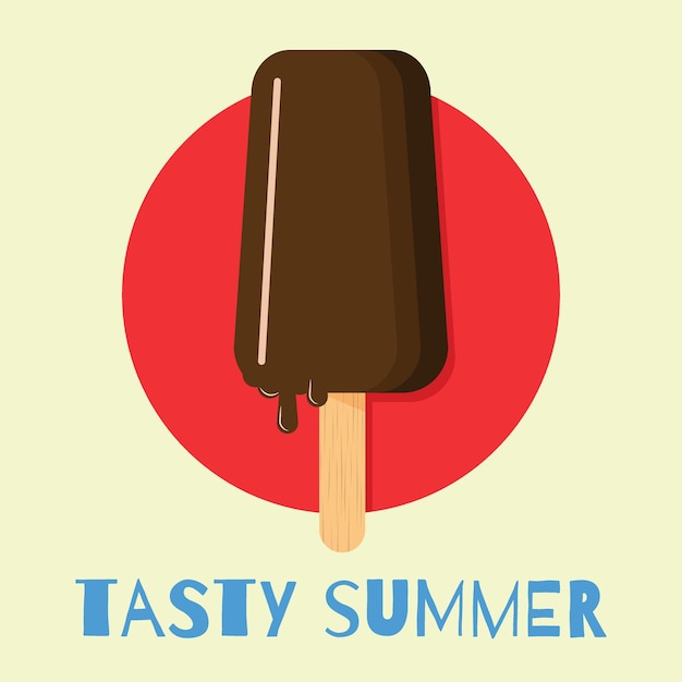 Illustration Of Chocolate Ice Cream With Text Tasty Summer Food Illustration