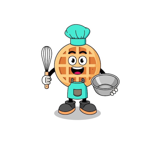 Illustration of circle waffle as a bakery chef