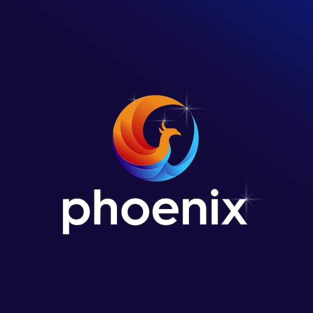 illustration of a circular phoenix design logo in a modern style