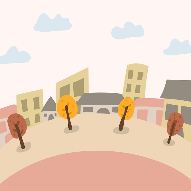 Illustration of City Landscape in Flat Style