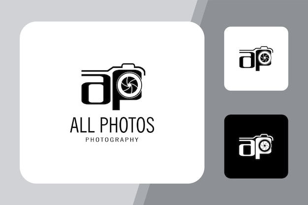 Illustration of a clean and modern AP photo camera logo design