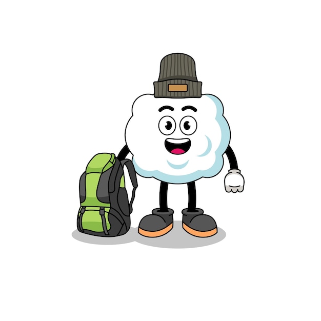 Illustration of cloud mascot as a hiker