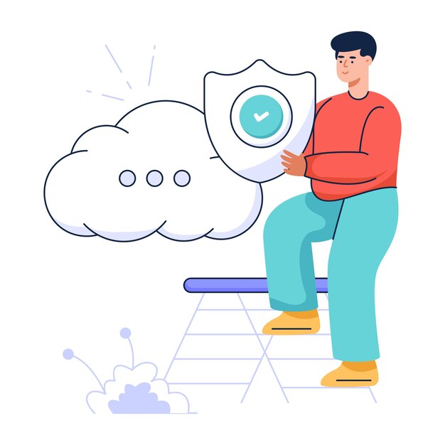 Illustration of cloud security flat design