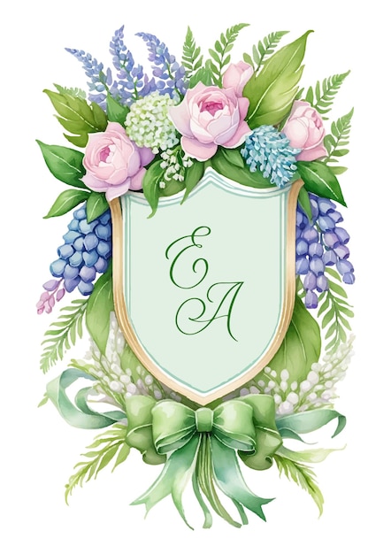 illustration of a coats of arms with flowers 1