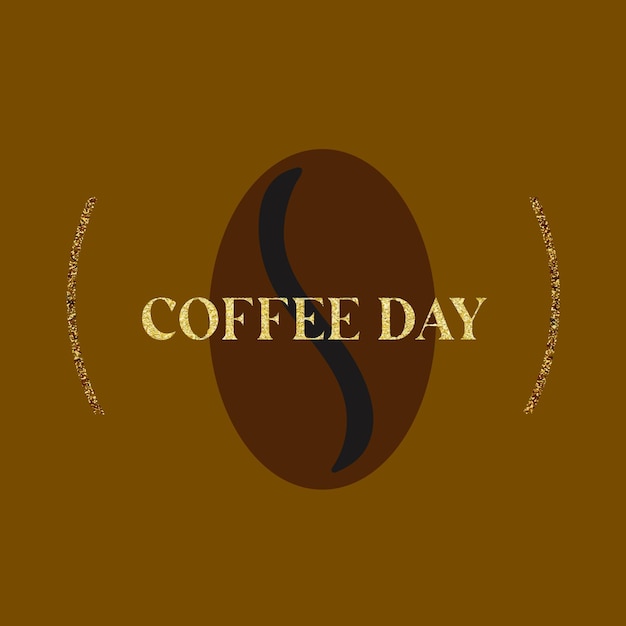 Illustration coffee grain on brown color with text Coffee day