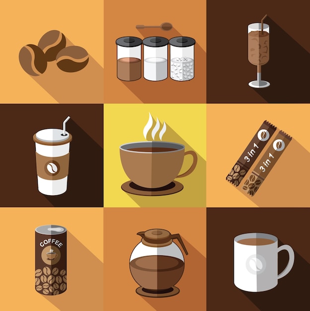 Illustration of the coffee sign icons set