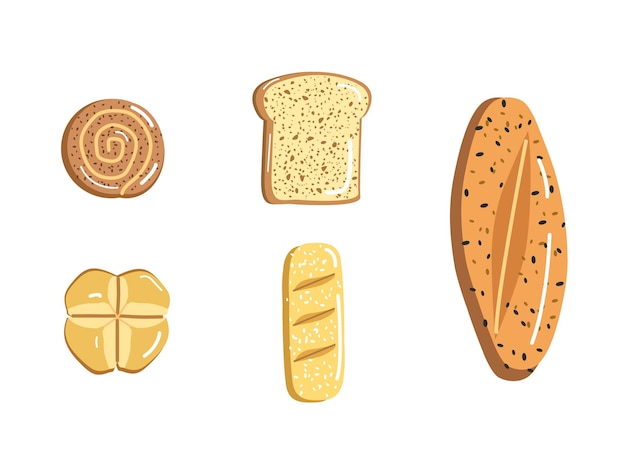 Illustration of a collection of bread variants