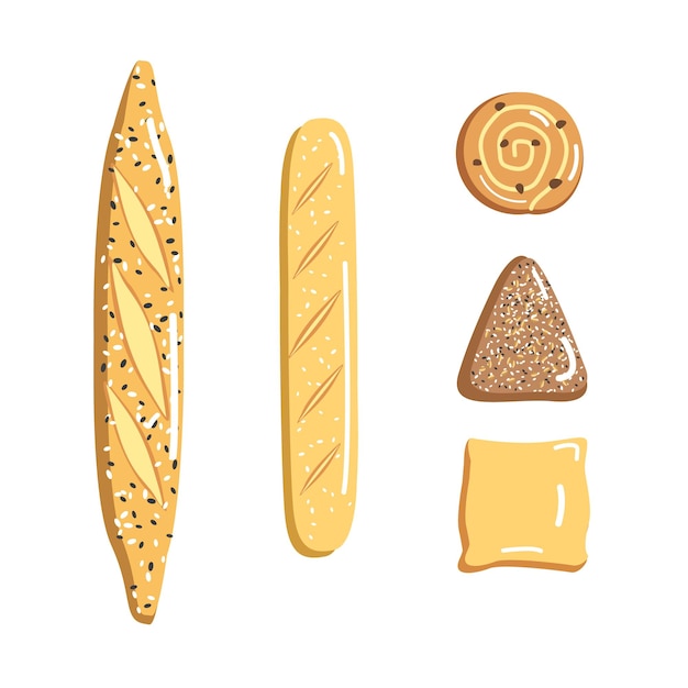 Illustration of a collection of bread variants