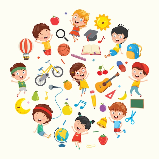 Illustration Collection of Kids and Objects