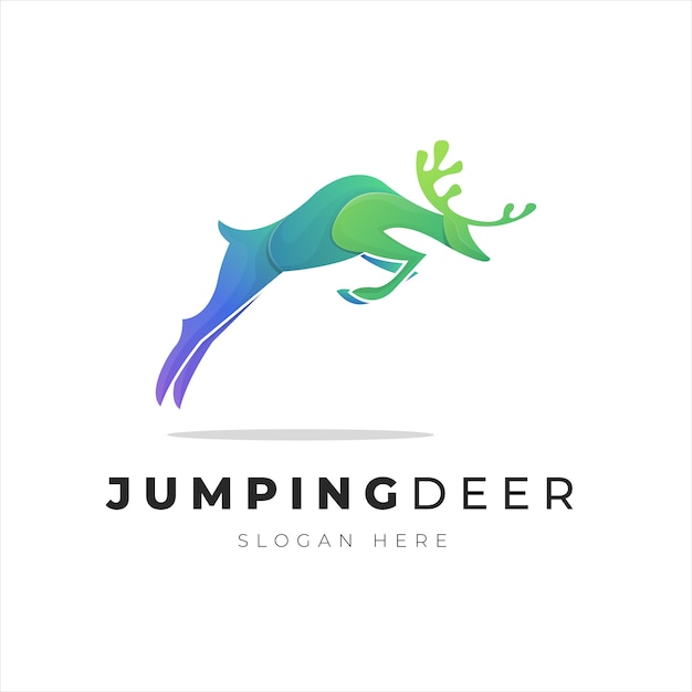 illustration of colorful abstract jumping deer gradient logo